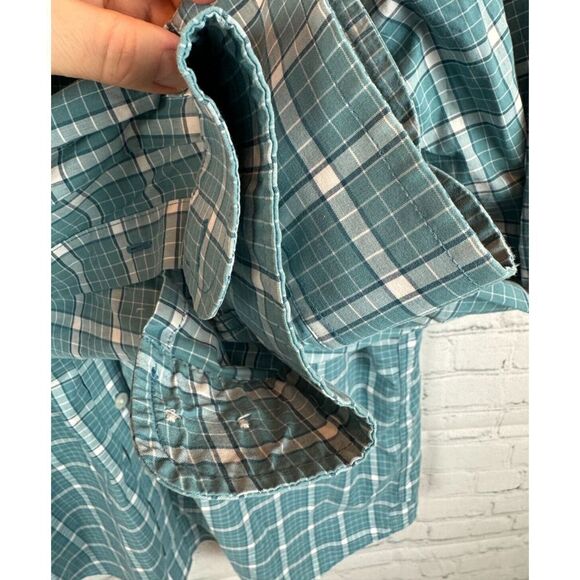 L.L. BEAN blue white check cotton wrinkle resistant mens dress shirt size L - Picture 6 of 8